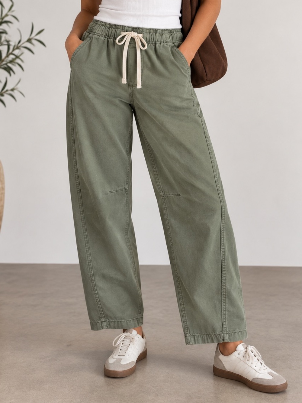 GAP NWT Pull-On Barrel Pants Muted Olive Green Size S